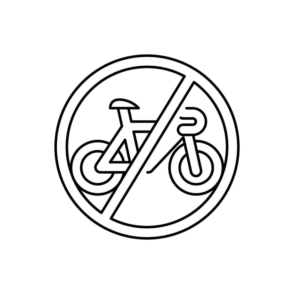 no bicycle allowed thin outline icon design good for web or mobile app vector