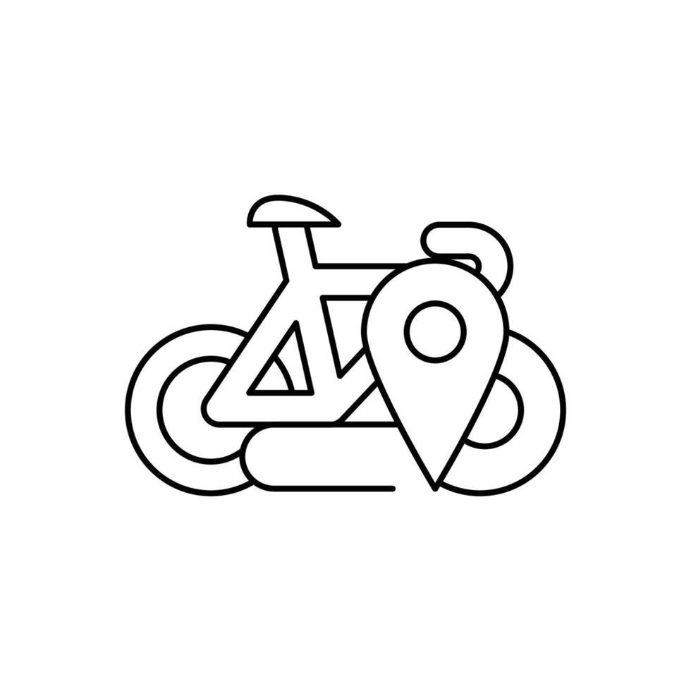 bicycle path map pointer thin outline icon design good for web or mobile app vector