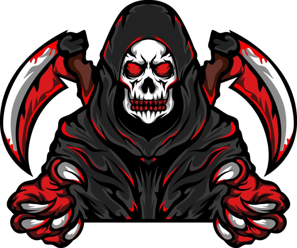 Reaper skull mysterious logo mascot vector
