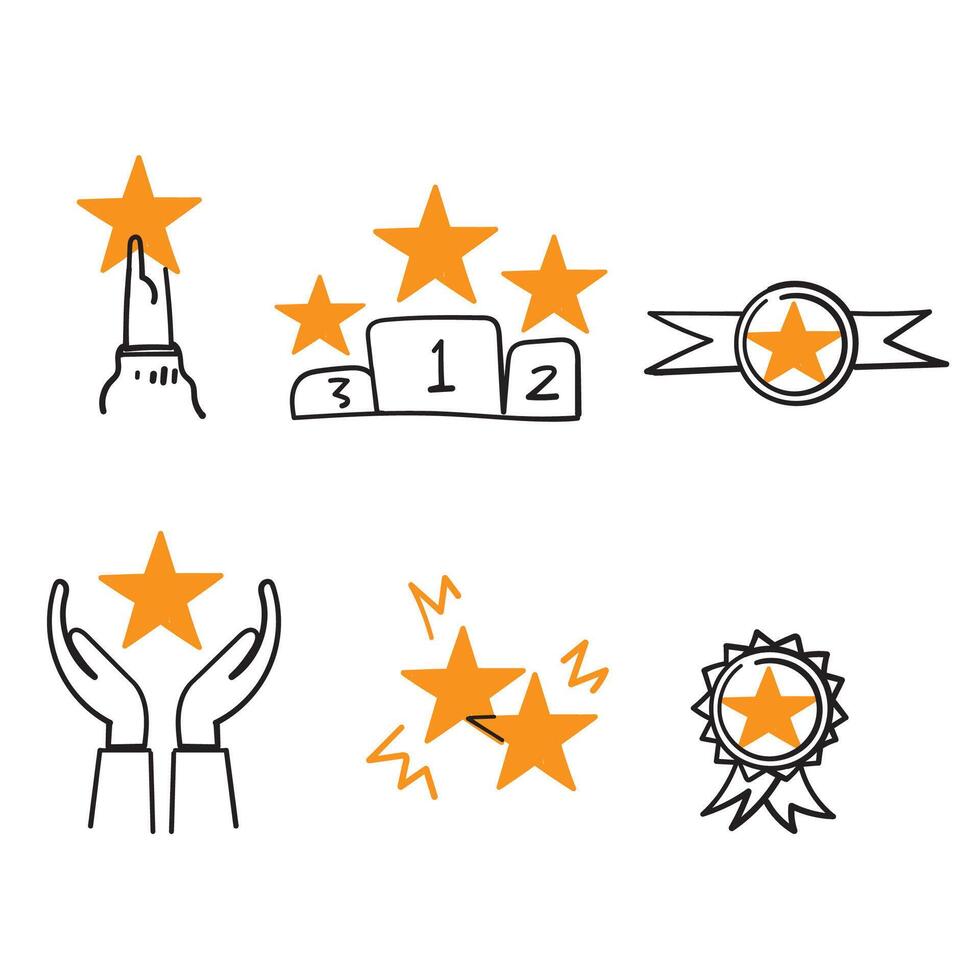 four icons of stars and hands holding them up vector