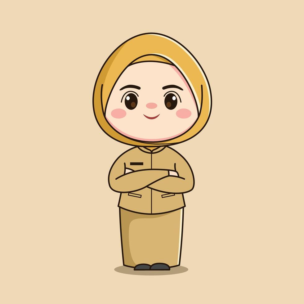 cute hijab teacher character vector