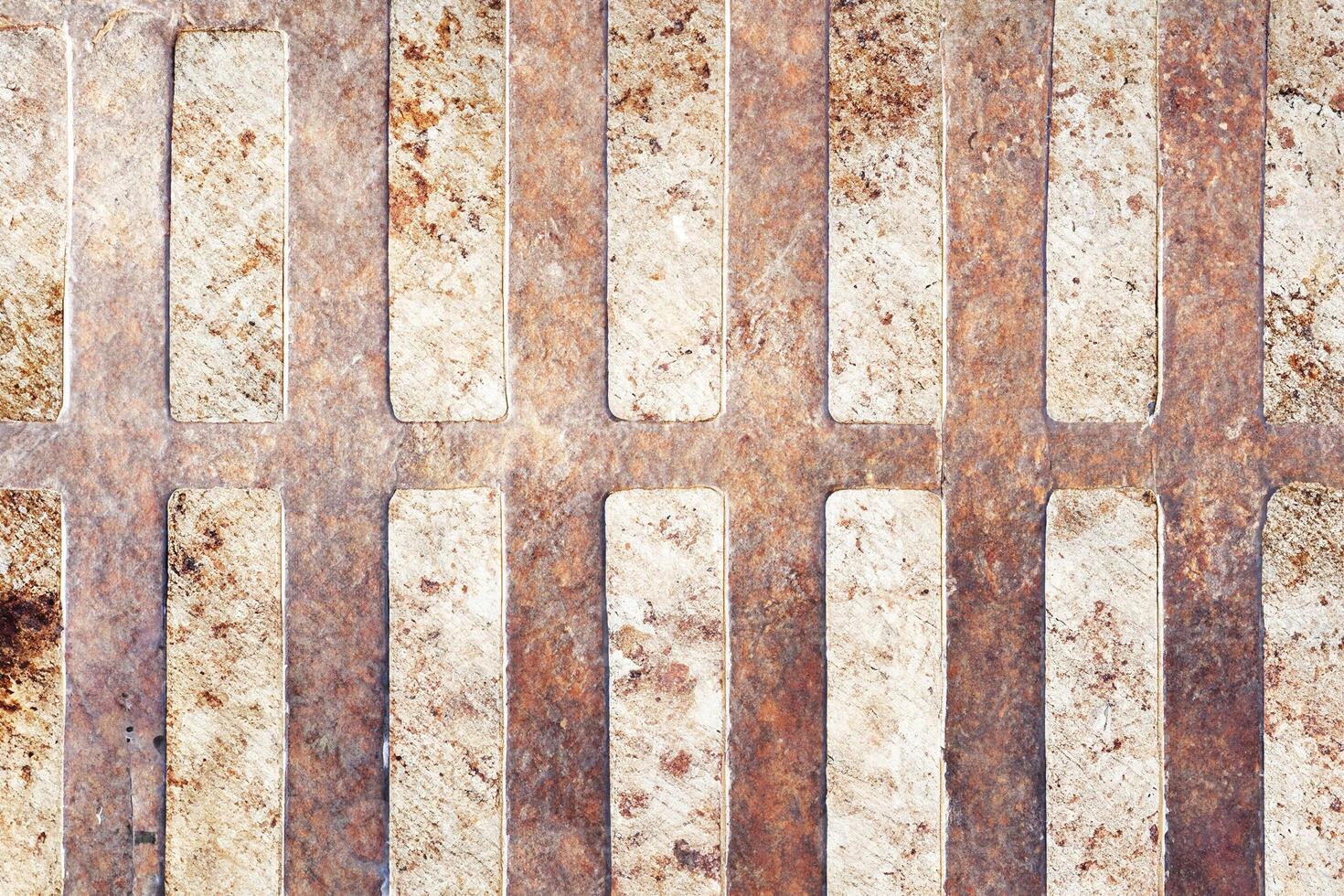 Close-up of Metal Drainage Grate with Industrial Support Beams in Urban Sewer System photo