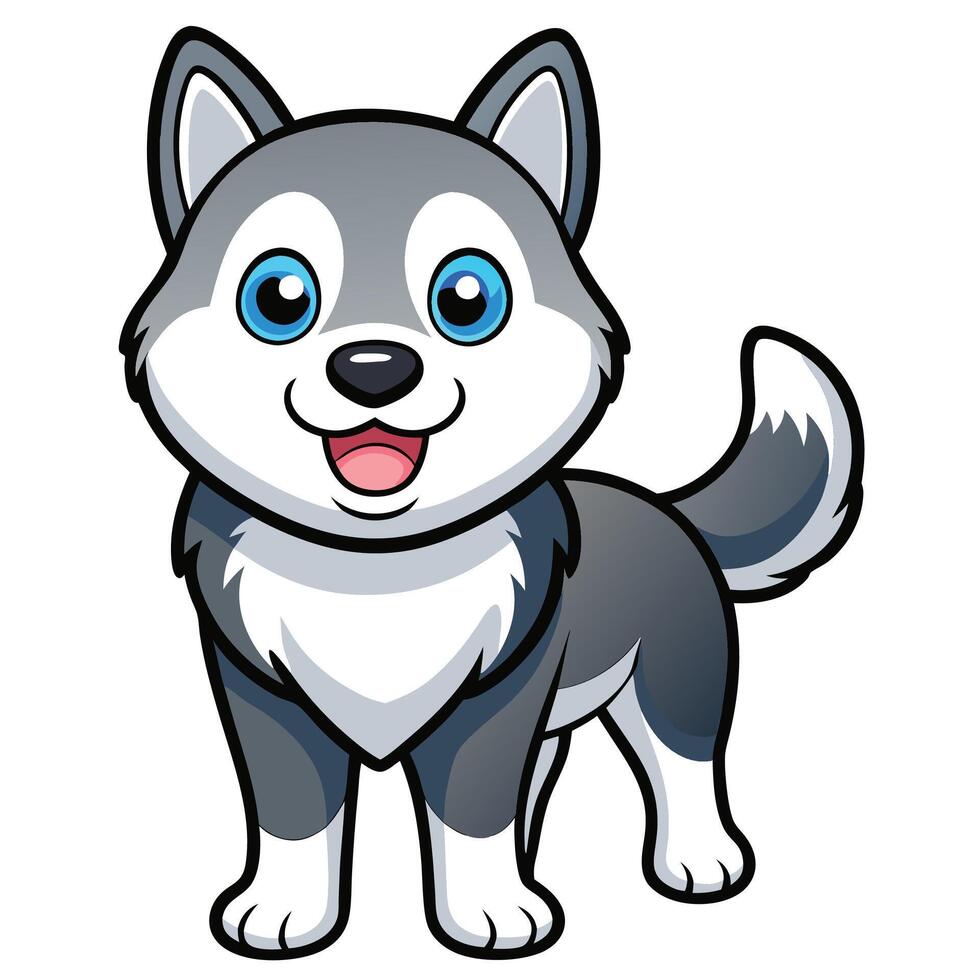 Cute Siberian Husky Dog Cartoon Illustration Artwork vector
