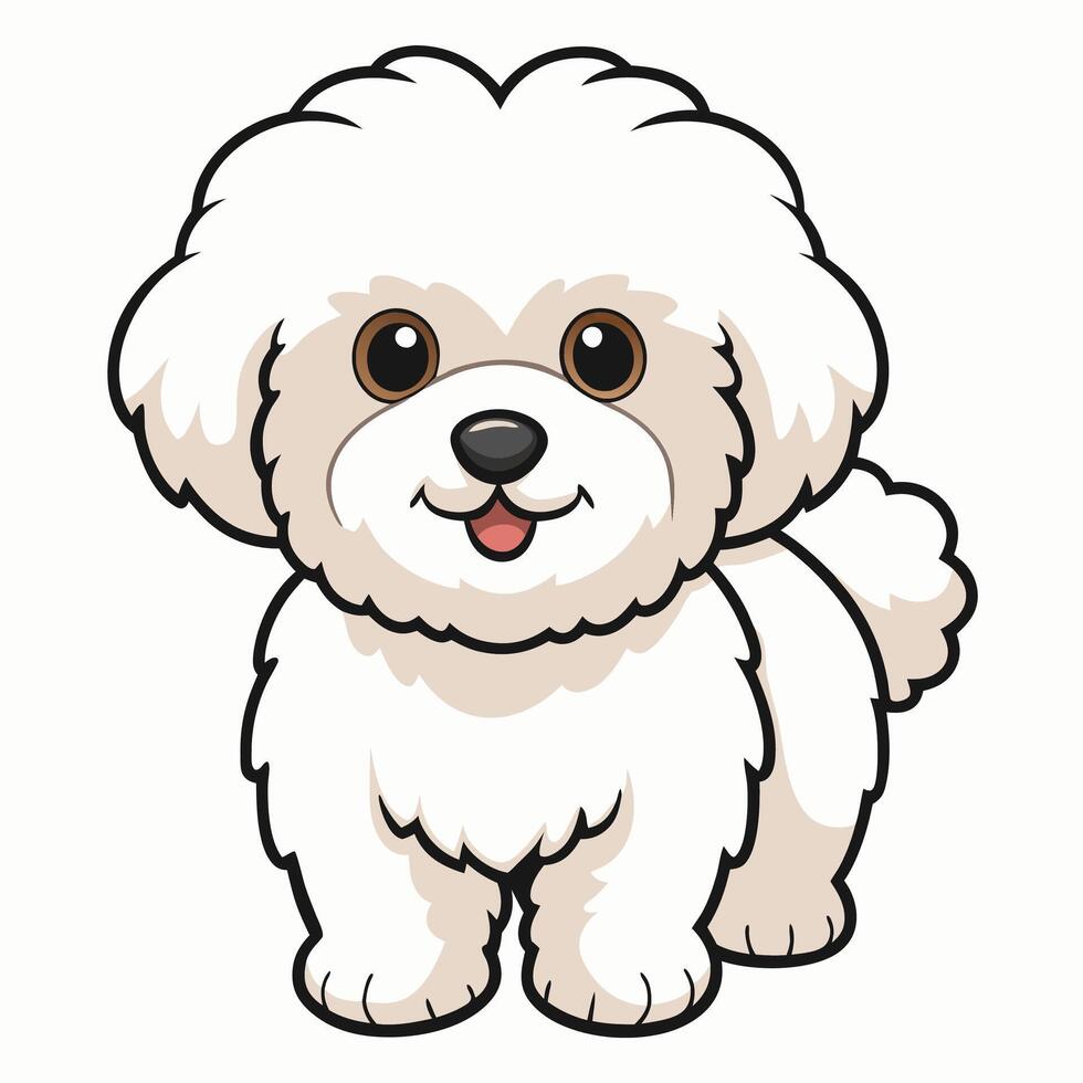 Cute Bichon Fris Dog Cartoon Illustration Artwork vector