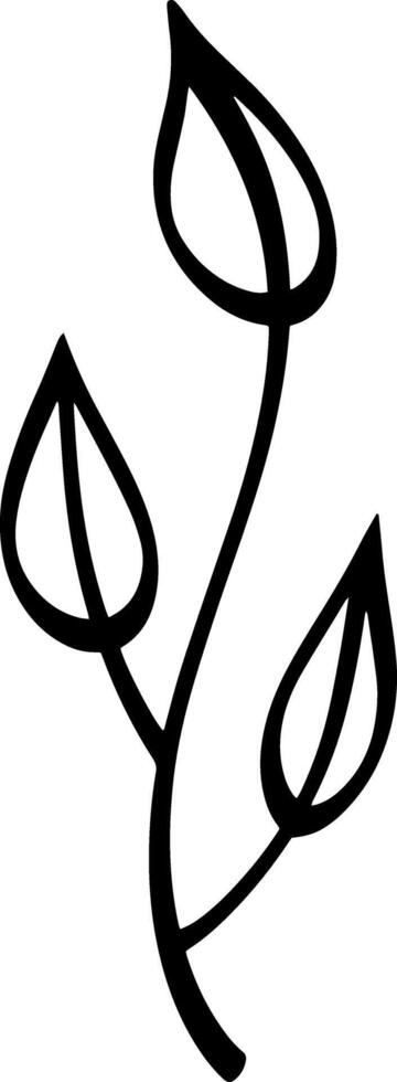 Doodle beatiful branch with leaves icon Sketch clipart vector