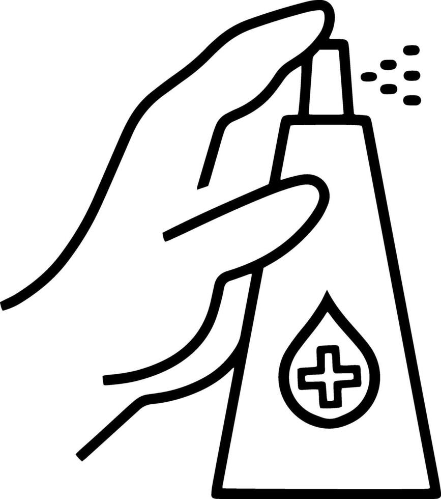 Doodle cleaning bottle with cross clipart Hand drawn art vector