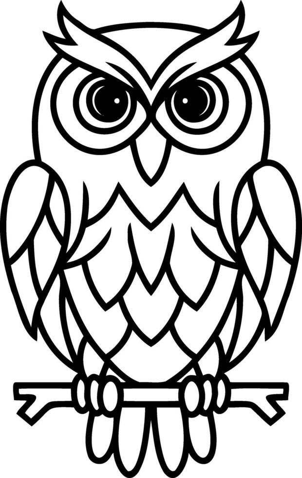 Doodle black owl icon Animal art Coloring page book Sketch vector