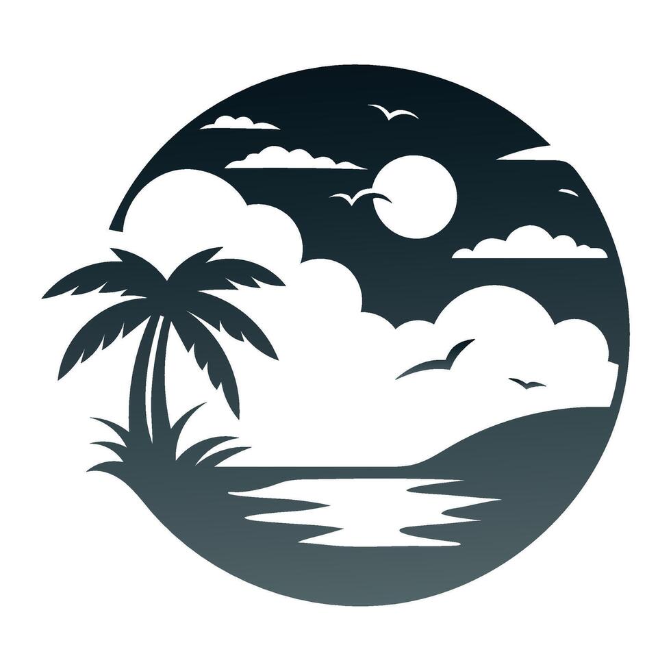 sun with sky silhouette vector