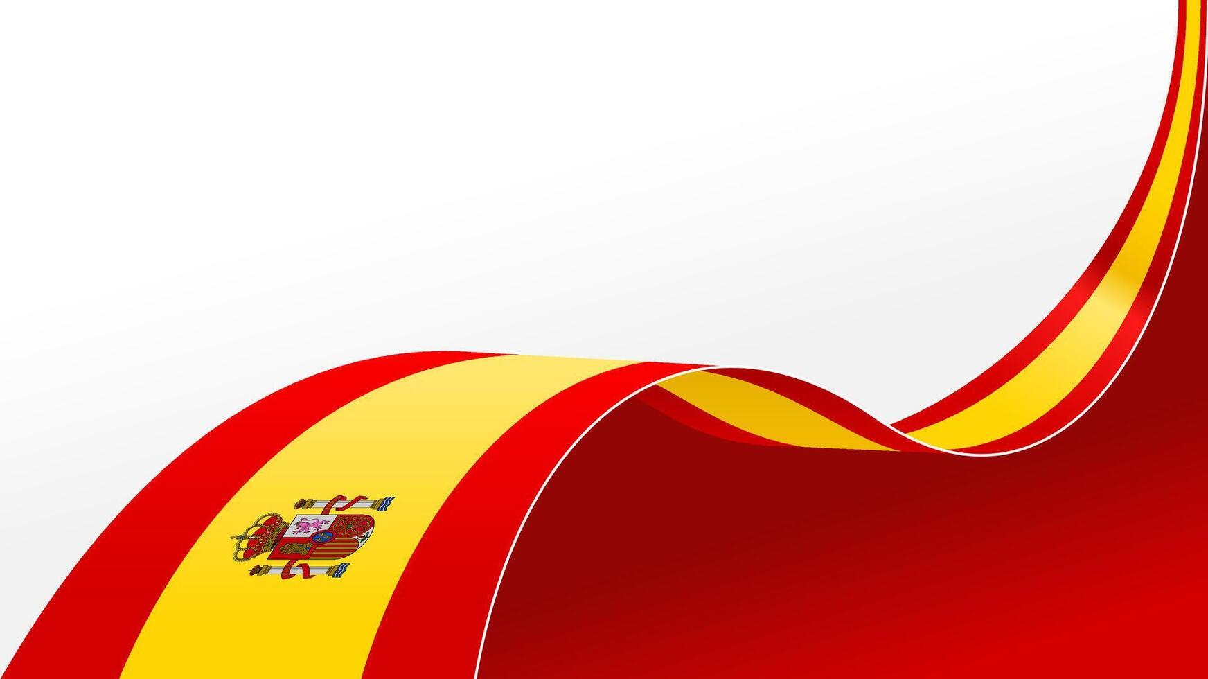 waving spain flag background with copy space for text. national day banner vector