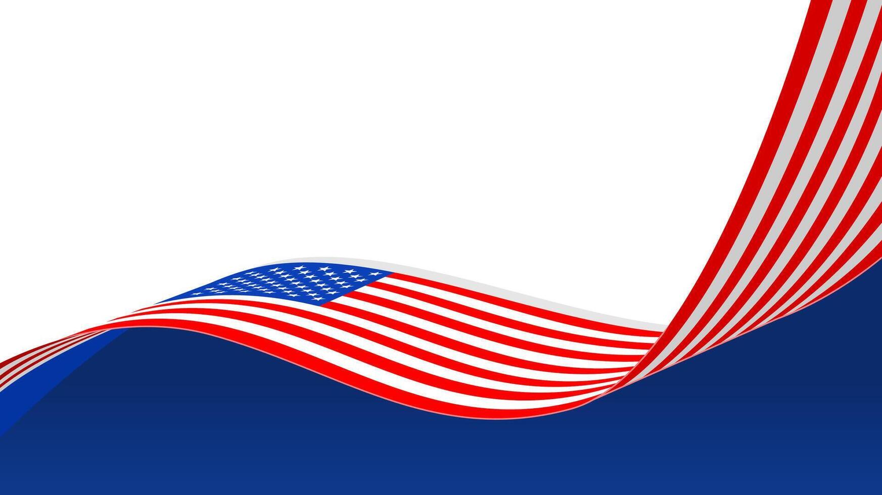 wavy United States of America flag background with copy space for text. USA national day vector