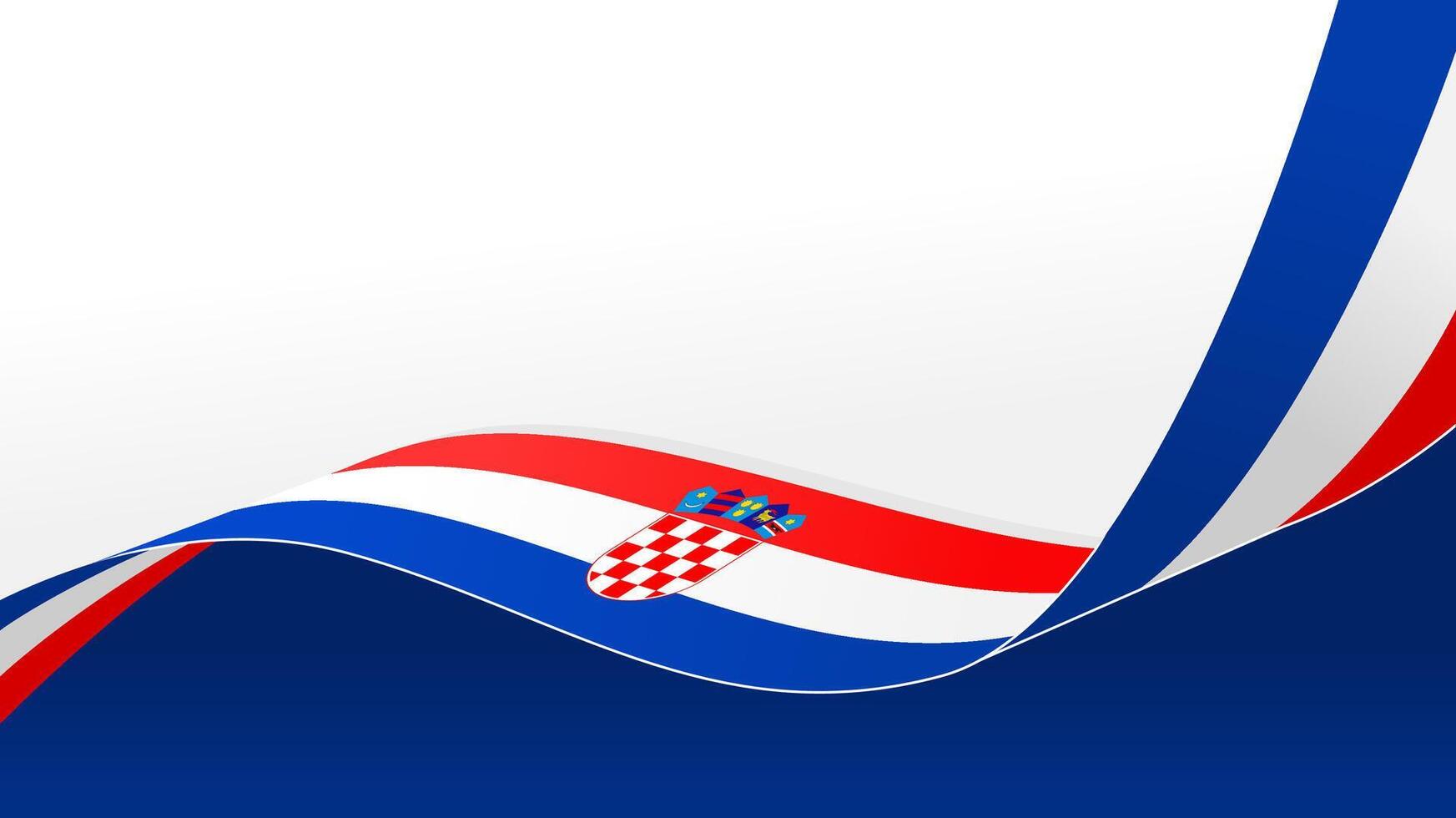 Curved ribbon with flag of croatia on white background with copyspace vector