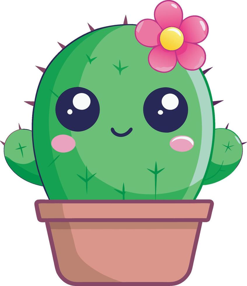 Cute Cactus with Flower vector