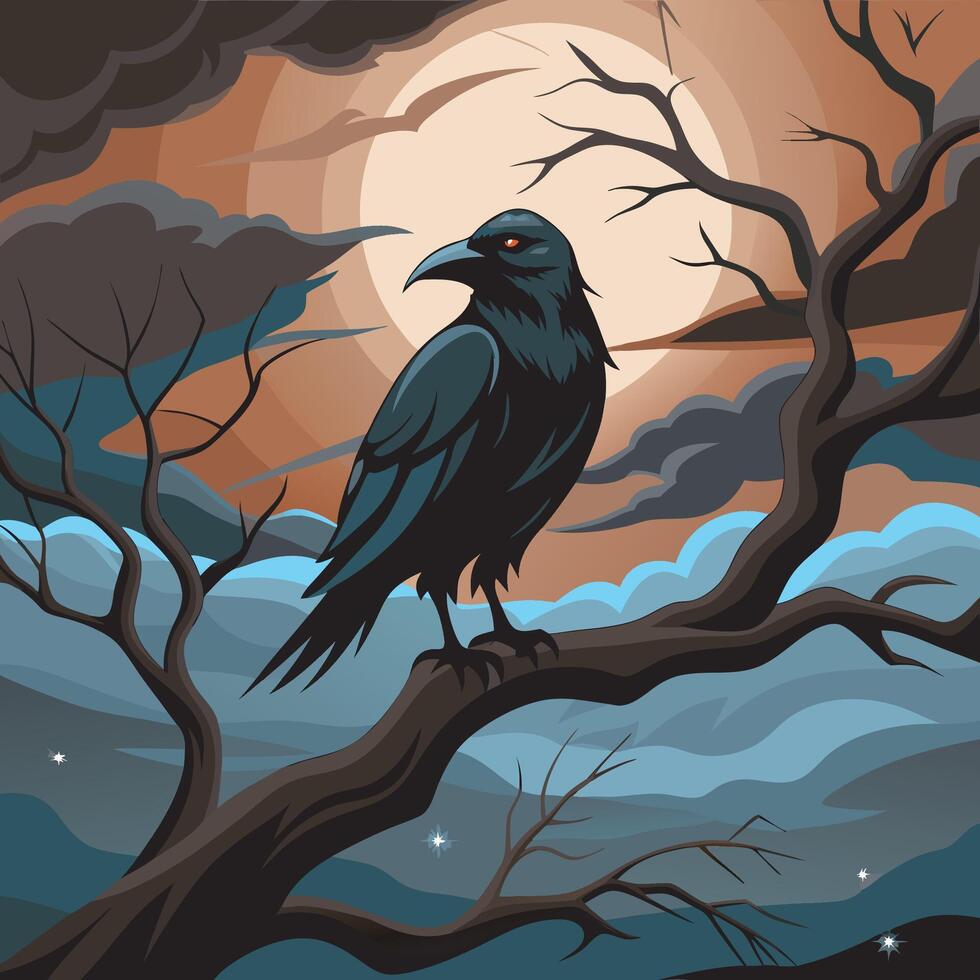 Raven's Nightly Vigil vector