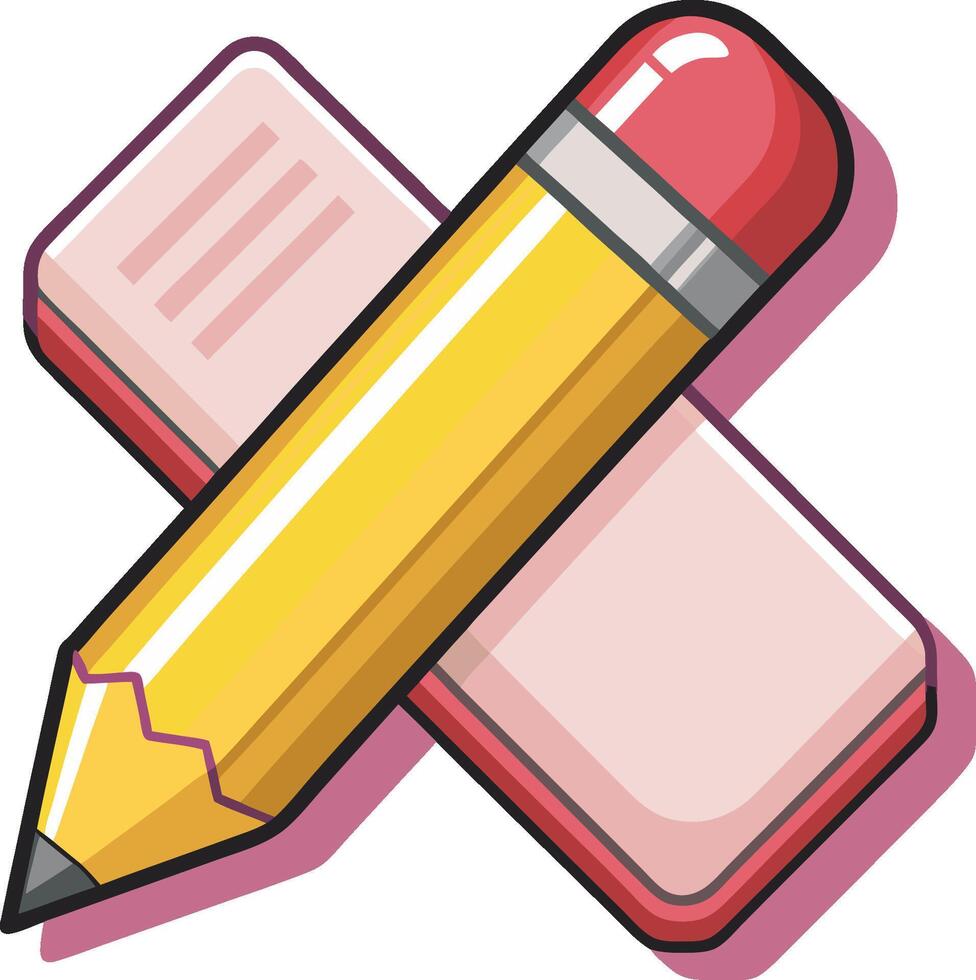 Pencil and Eraser Duo vector