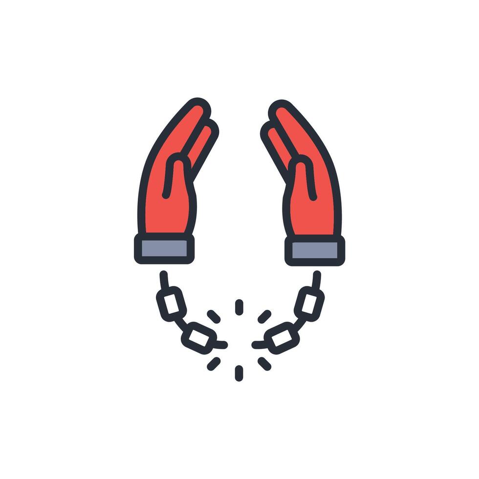 handcuffs freedom icon. .Editable stroke.linear style sign for use web design,logo.Symbol illustration. vector