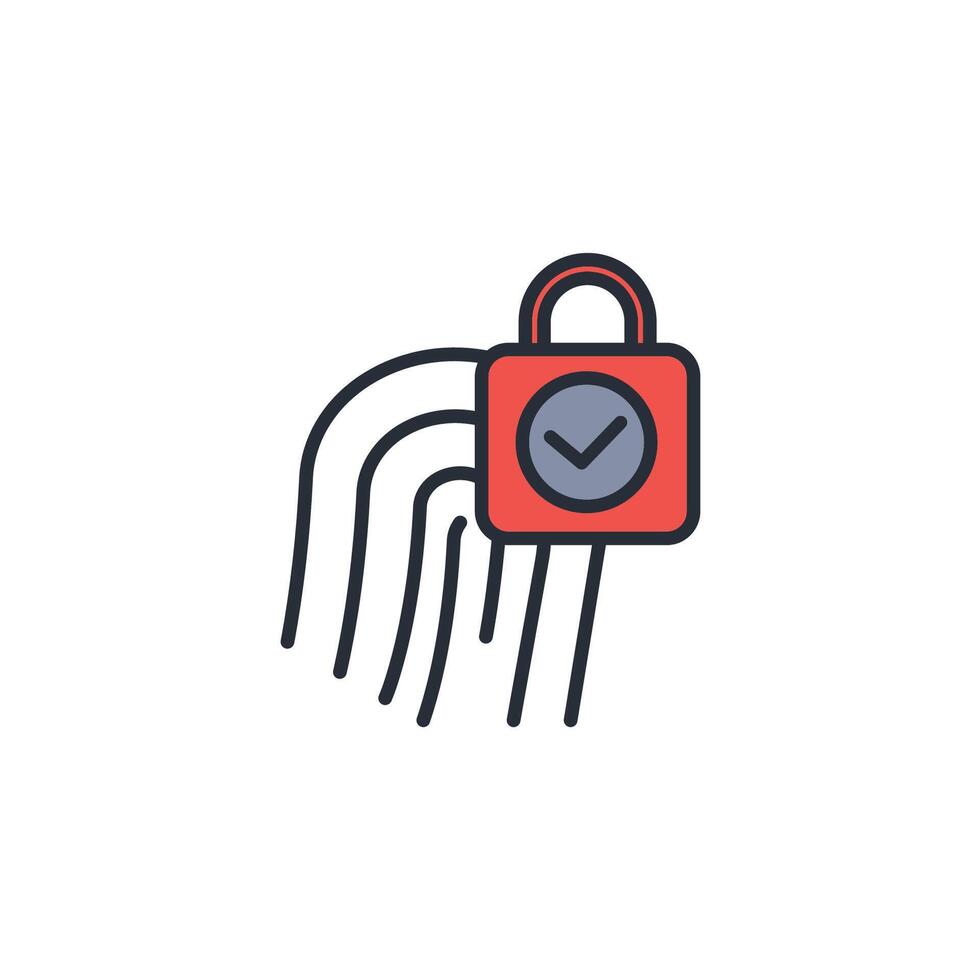 biometrics lock icon. .Editable stroke.linear style sign for use web design,logo.Symbol illustration. vector