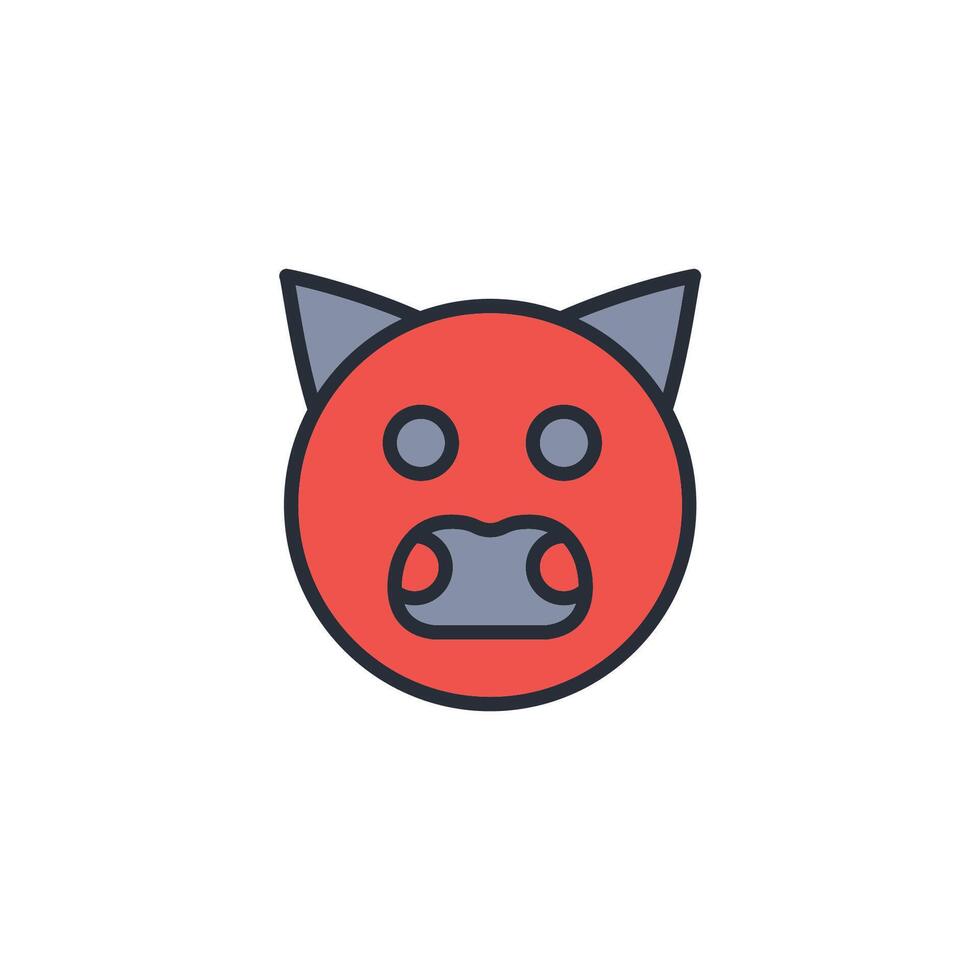 pig face icon. .Editable stroke.linear style sign for use web design,logo.Symbol illustration. vector