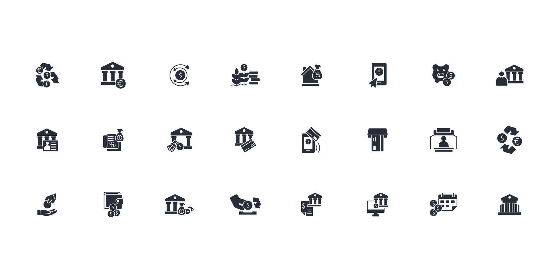 Bank icon set..Editable stroke.linear style sign for use web design,logo.Symbol illustration. vector