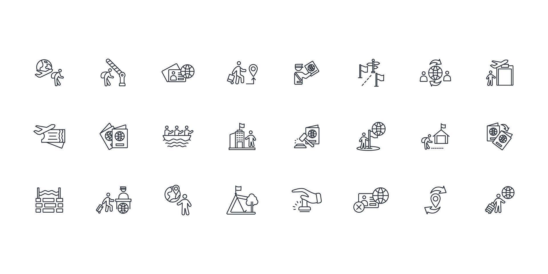 migration icon set..Editable stroke.linear style sign for use web design,logo.Symbol illustration. vector