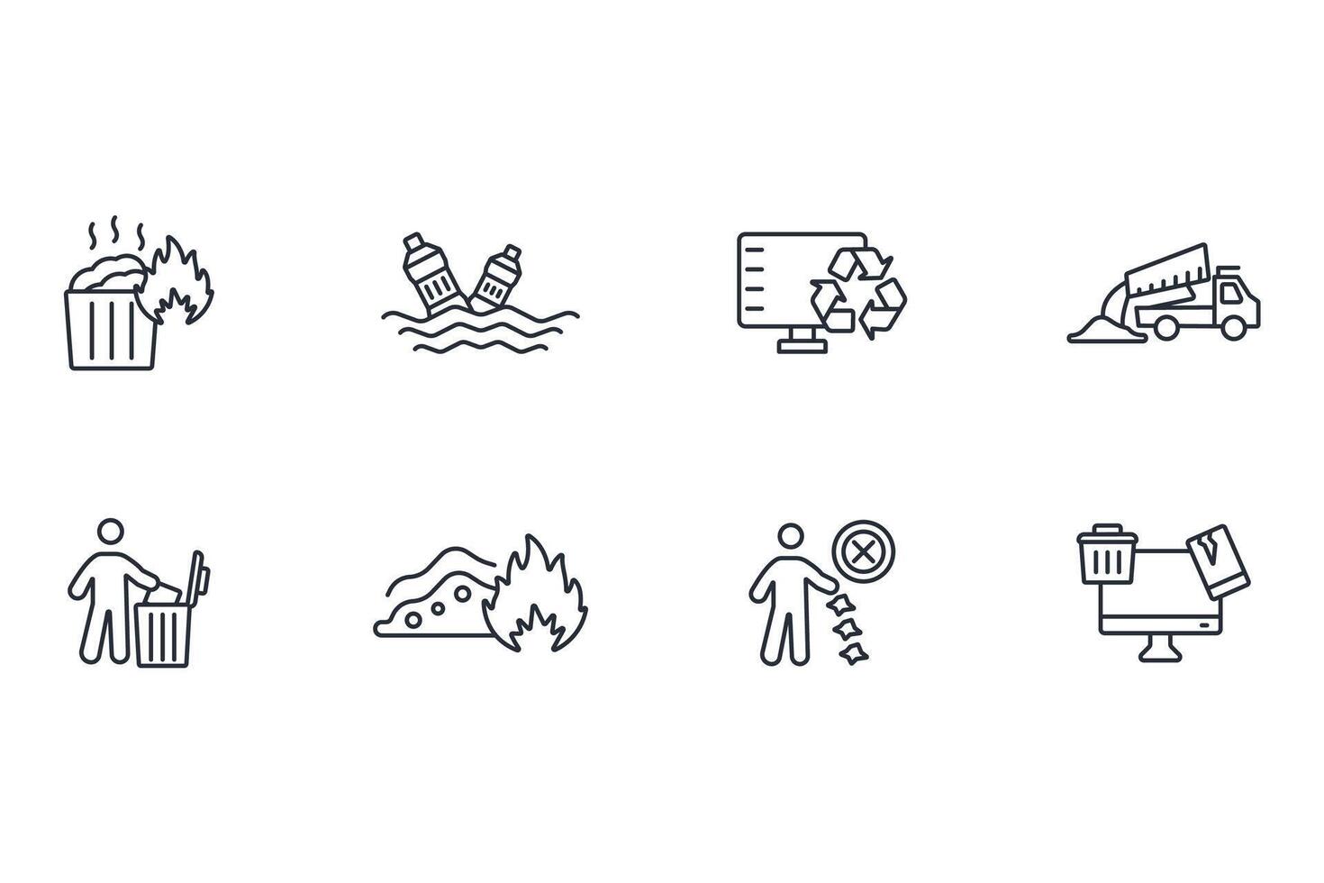 Waste icon set..Editable stroke.linear style sign for use web design,logo.Symbol illustration. vector