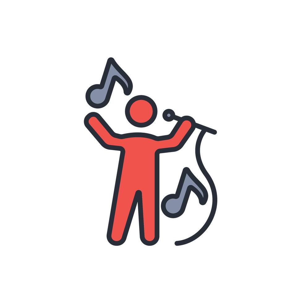 singing icon. .Editable stroke.linear style sign for use web design,logo.Symbol illustration. vector