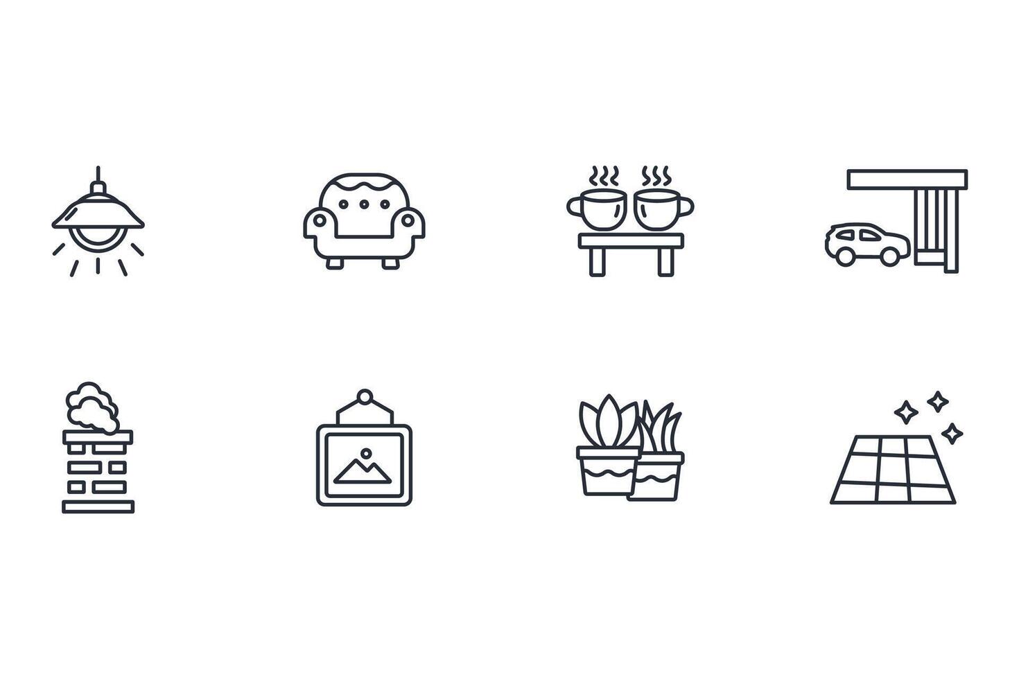 Home interior icon set..Editable stroke.linear style sign for use web design,logo.Symbol illustration. vector