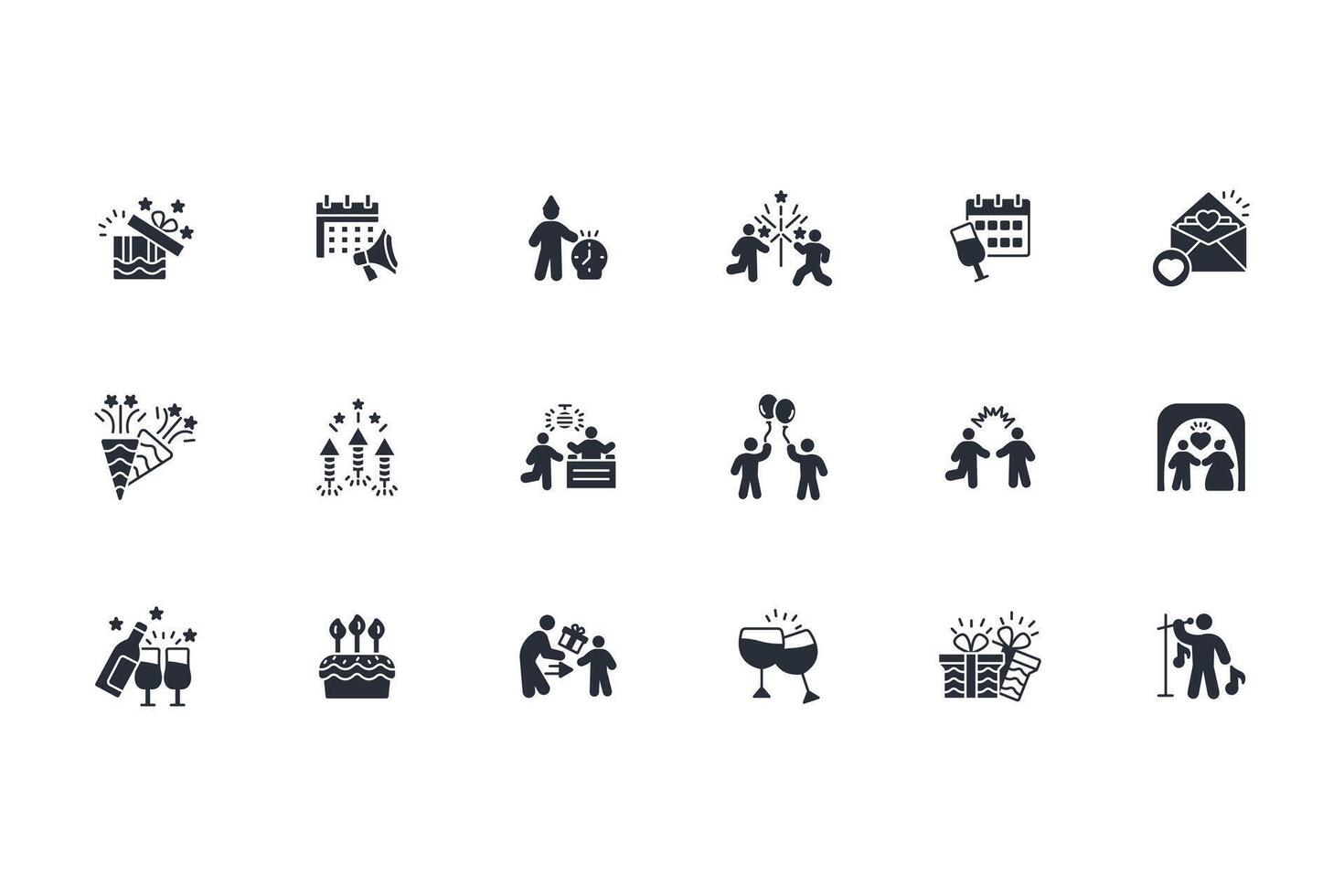 Celebrate icon set..Editable stroke.linear style sign for use web design,logo.Symbol illustration. vector