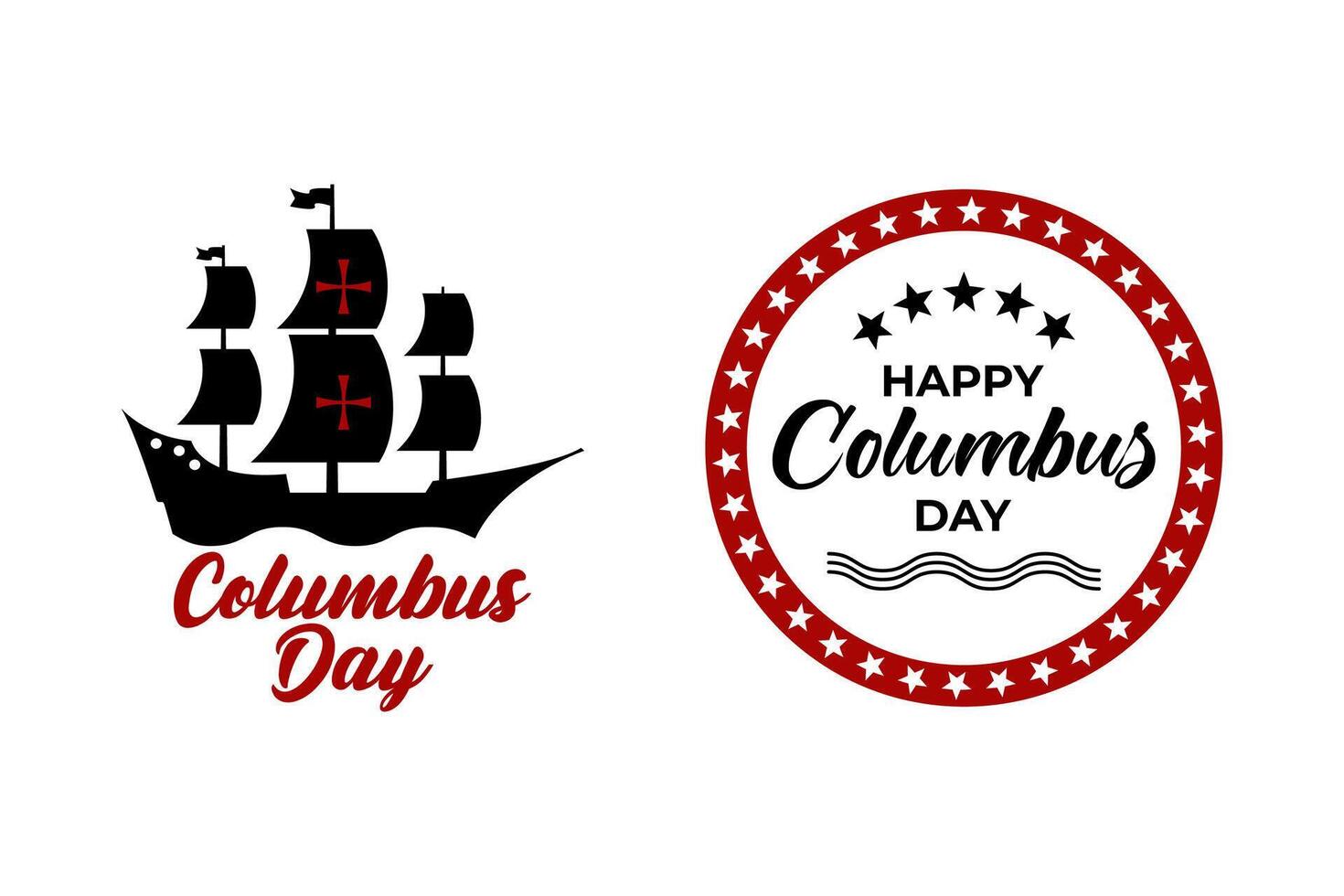 Columbus day text typography sign logo isolated on white background. vector