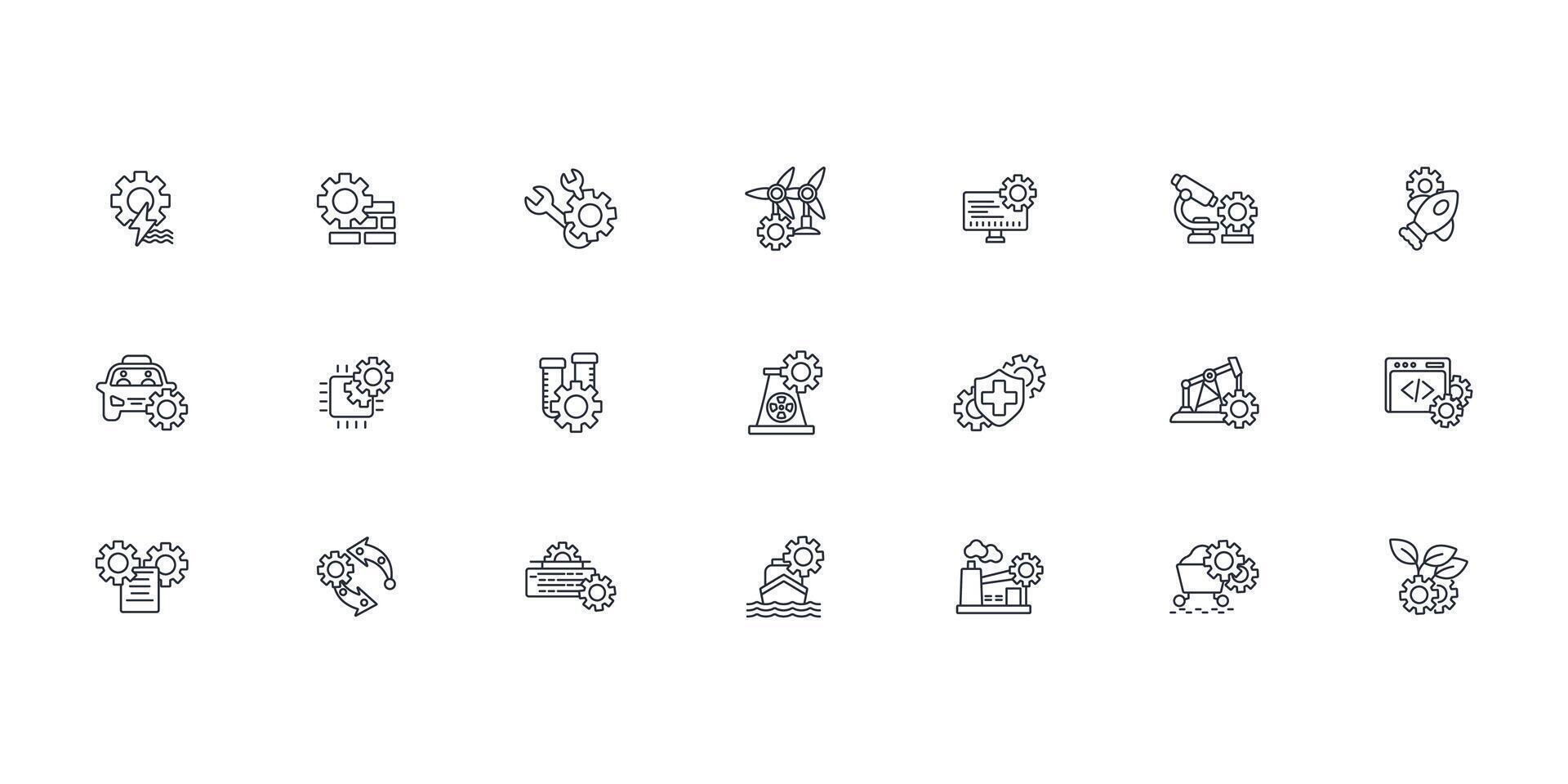 Engineering icon set..Editable stroke.linear style sign for use web design,logo.Symbol illustration. vector