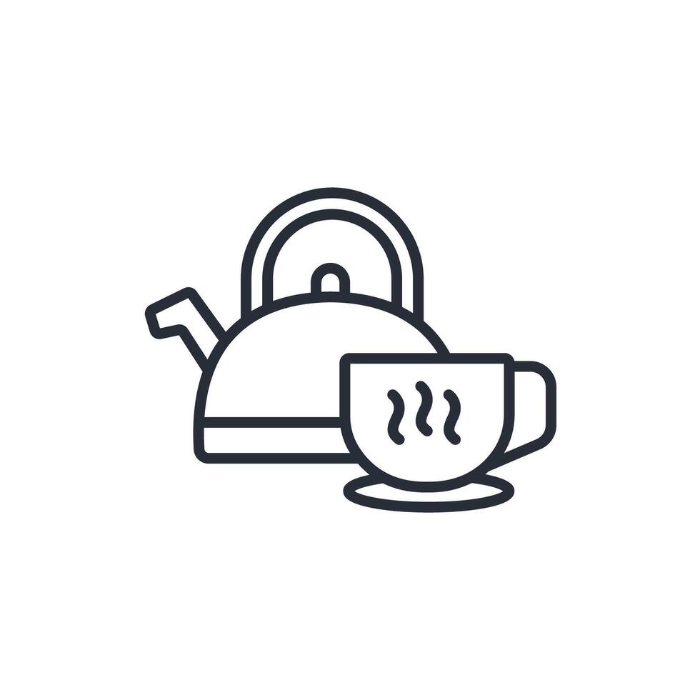 kettle icon. .Editable stroke.linear style sign for use web design,logo.Symbol illustration. vector