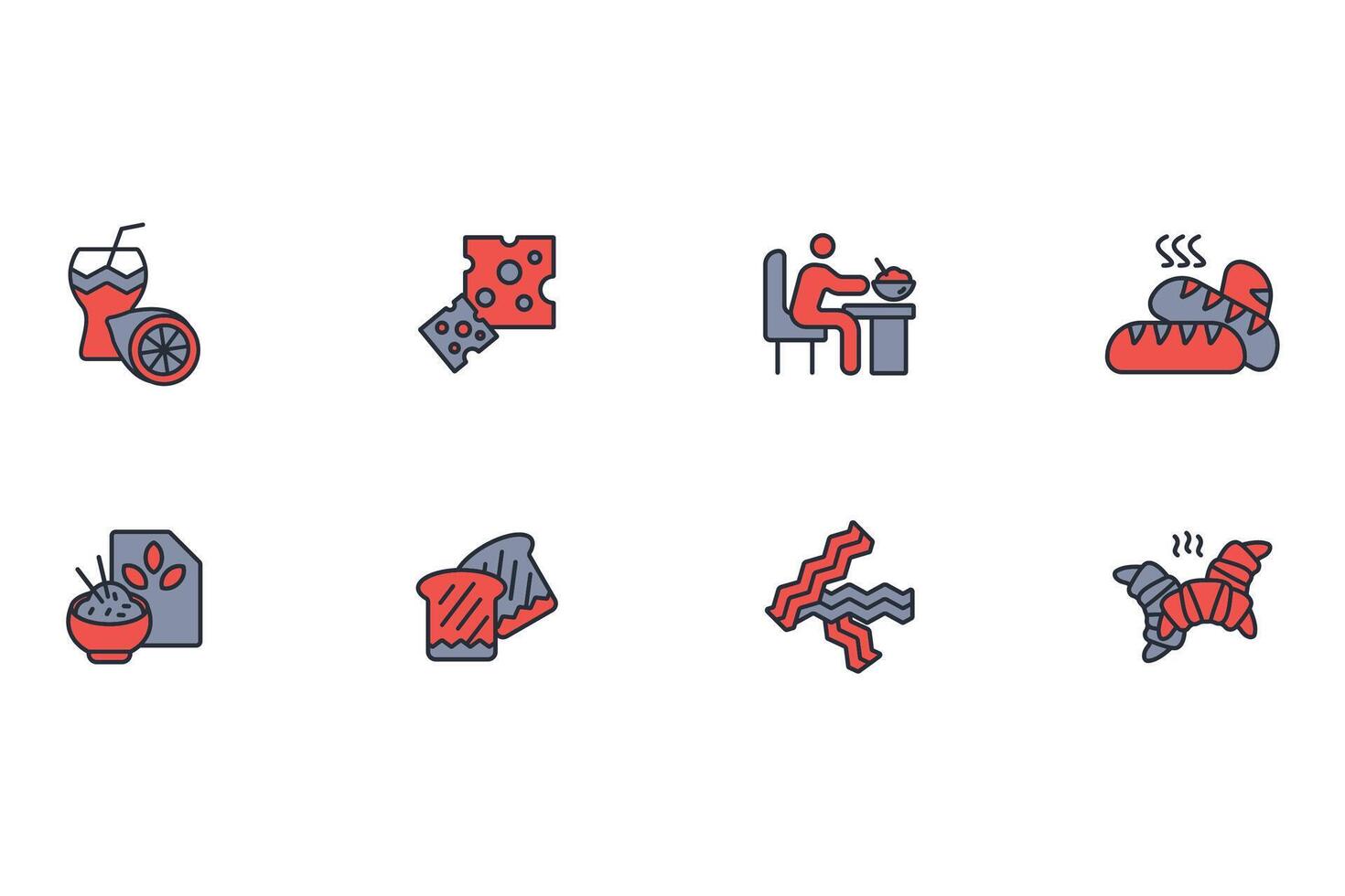 Breakfast icon set..Editable stroke.linear style sign for use web design,logo.Symbol illustration. vector