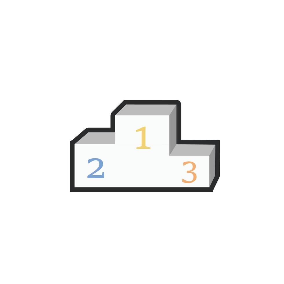 champion podium in outline flat design. vector