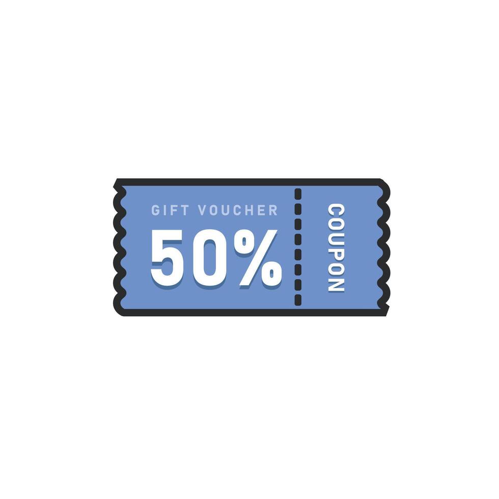 gift voucher in outline flat design. vector
