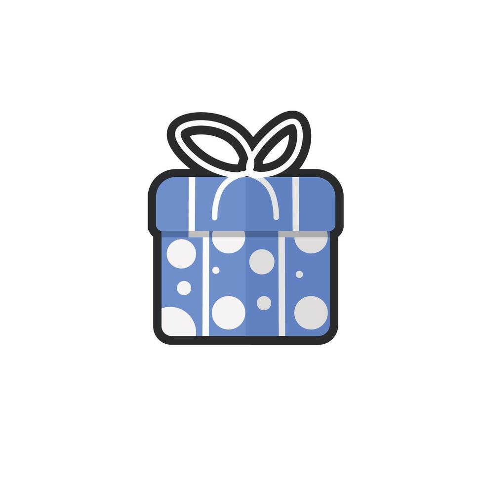 white dotted blue gift box in outline flat design. vector