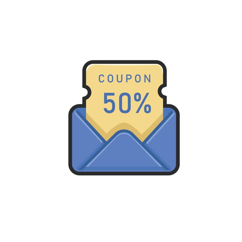 coupon sale message in outline flat design. vector