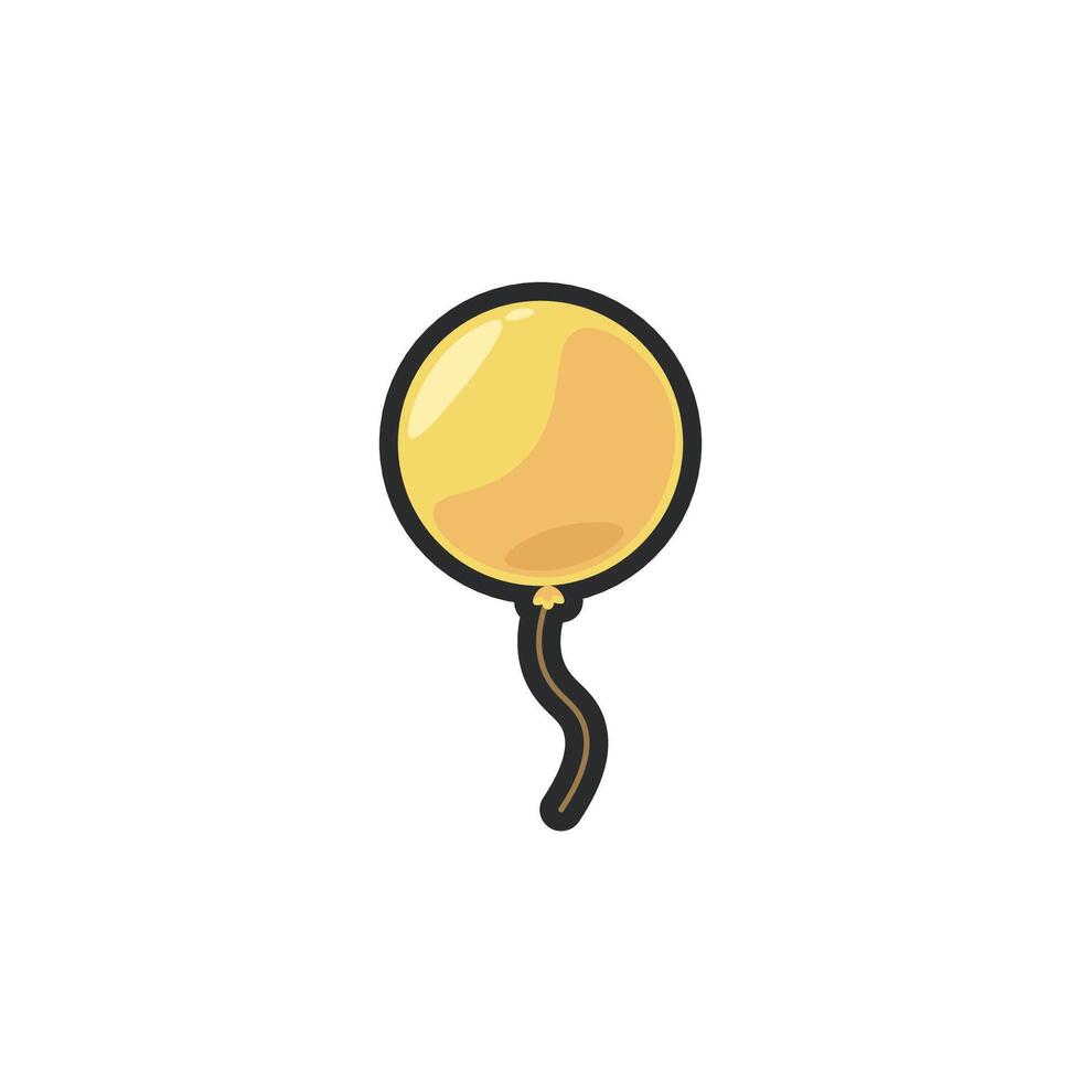 yellow balloon in outline flat design. vector