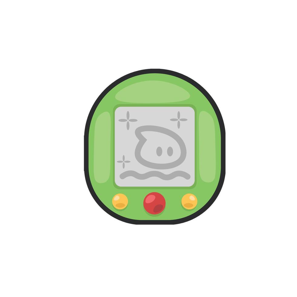 old pet game console in outline flat design. vector