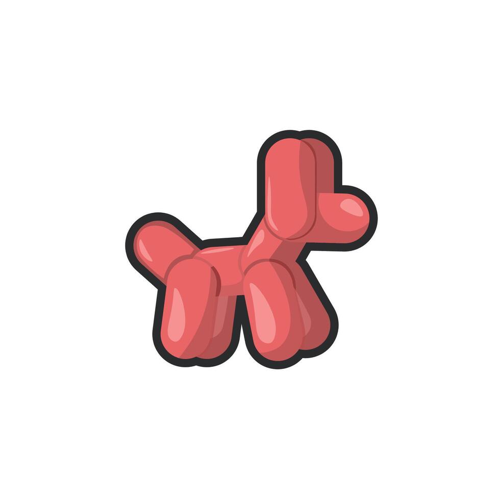 red dog shaped balloon in outline flat design vector