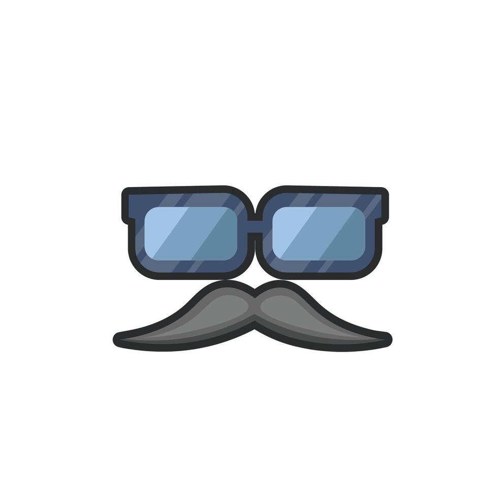 eyeglass and moustache in outline flat design. vector