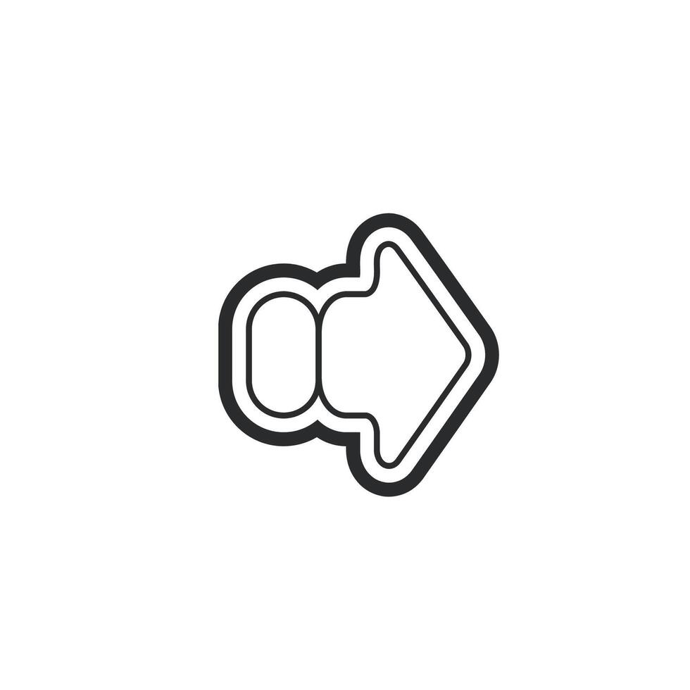 white arrow in outline flat design. vector