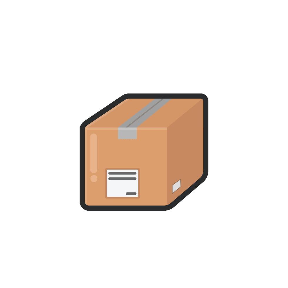 cardboard box package in outline flat design. vector