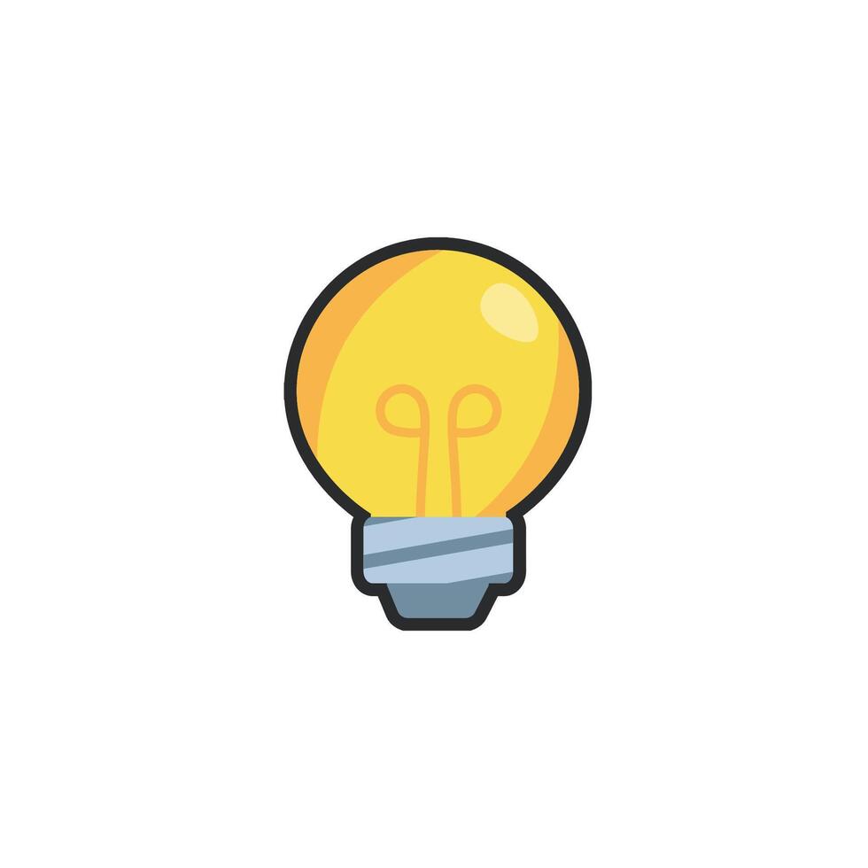 yellow bulb lamp in outline flat design. vector