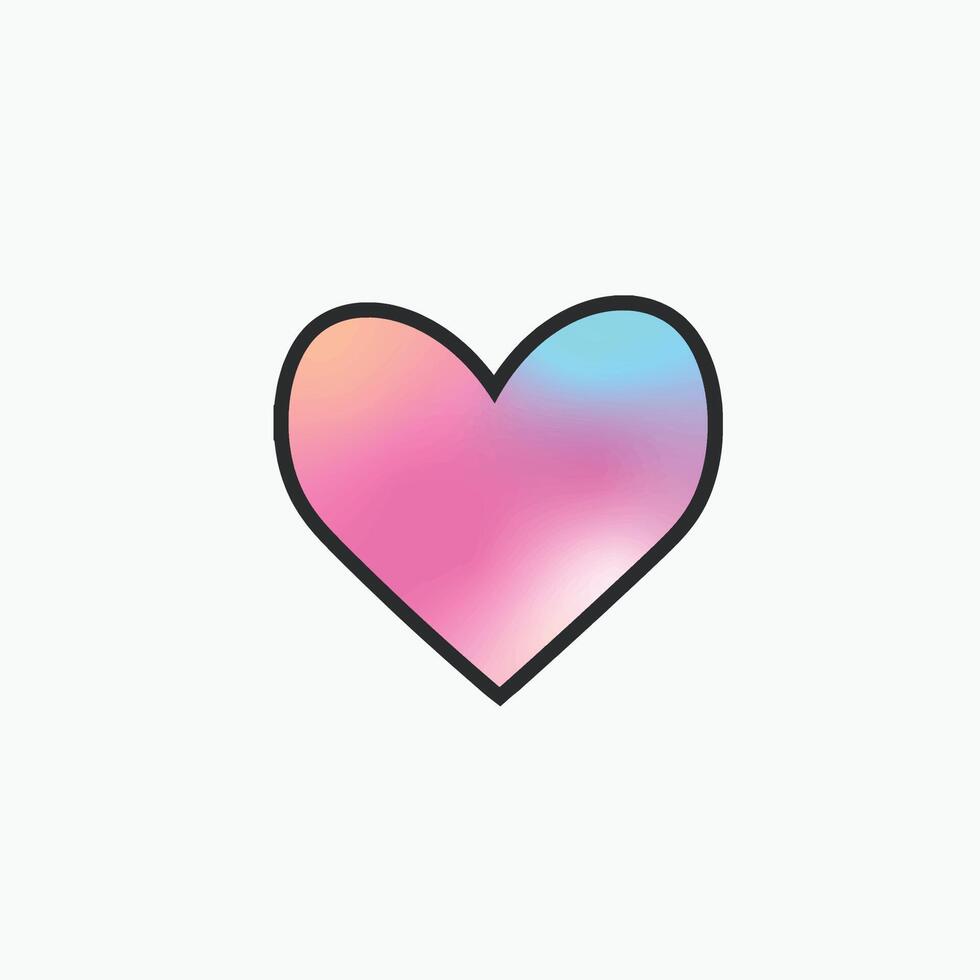 love shaped gradient color in outline flat design. vector