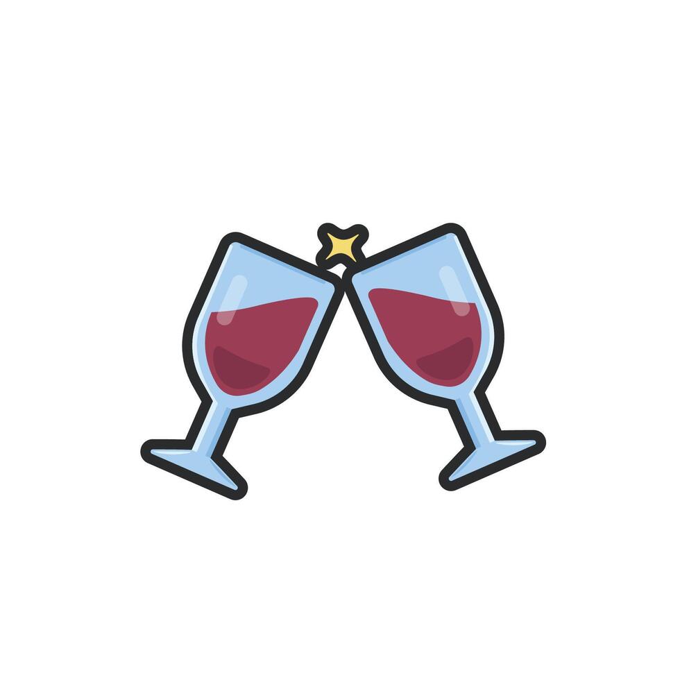cheers drink wines in outline flat design vector