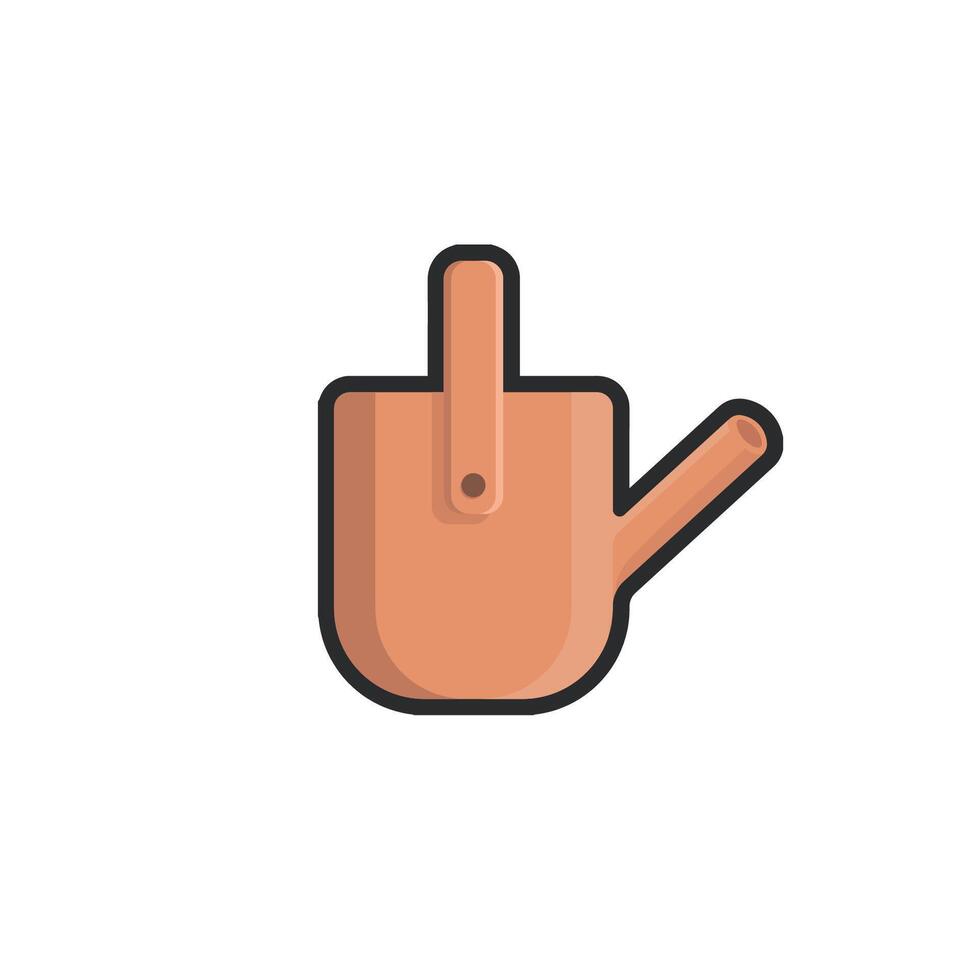 watering can clay in outline flat design vector