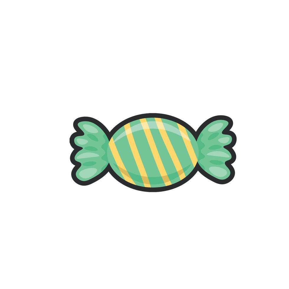 green pack candy in outline flat design. vector
