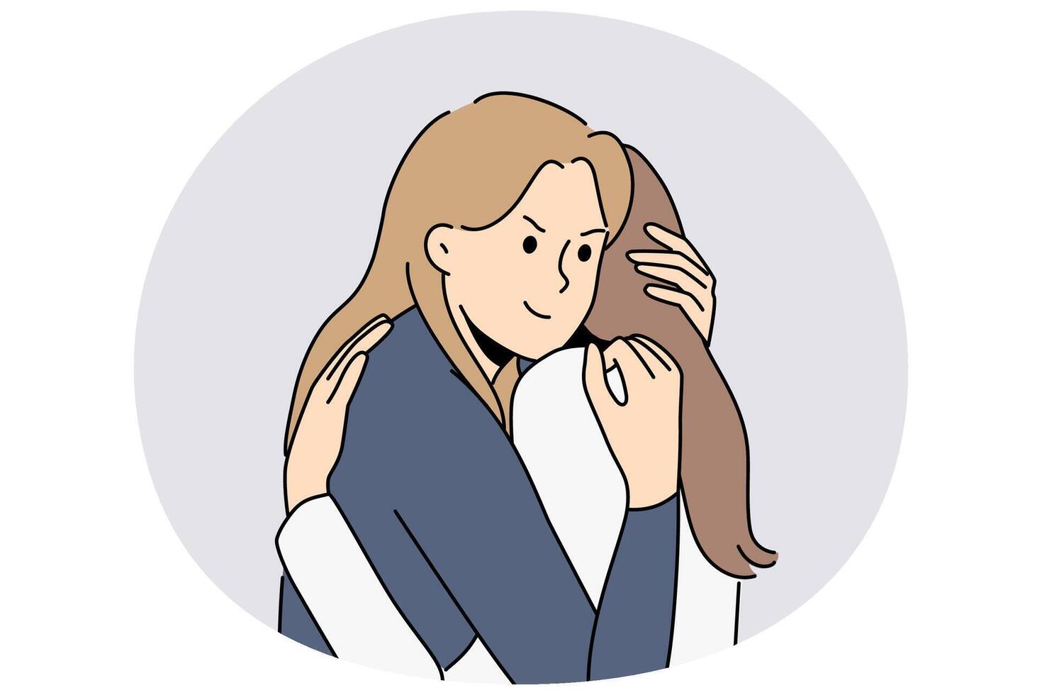 False friendship between two women hugging and conceived insidious plan in secret from friend vector