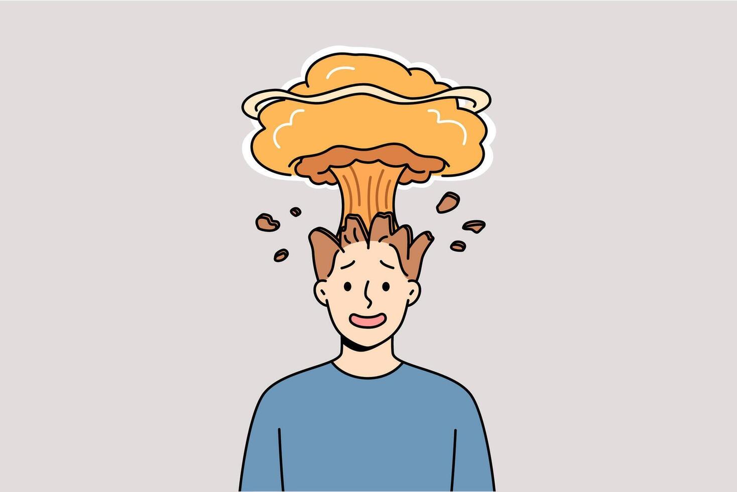 Man feels explosion in head due to brain overload with data and lack of information hygiene vector