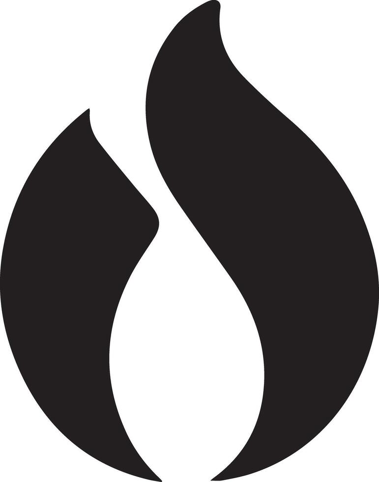 A solid black fire flame, designed for multipurpose use. Its clean, minimalistic design makes it versatile for various applications, including logos, icons, and graphic designs vector