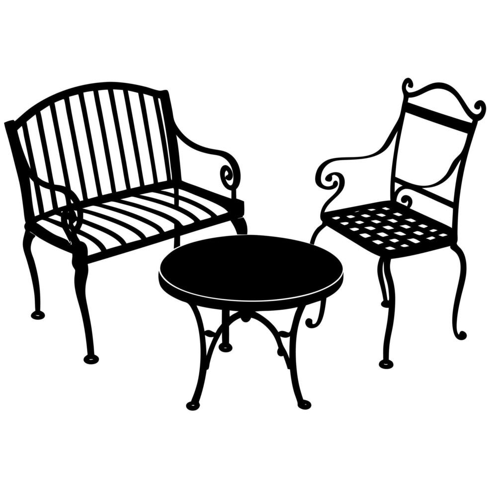 Garden furniture silhouette illustration vector